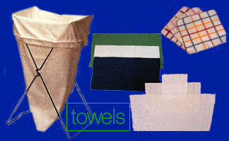Towels: bar towels, flour sack towels, dish towels, grill wipes, cheese cloths, laundry bags